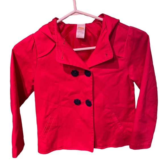 GYMBOREE 100% COTTON GIRLS SIZE 5-6 RED HOODED JACKET - Picture 5 of 7